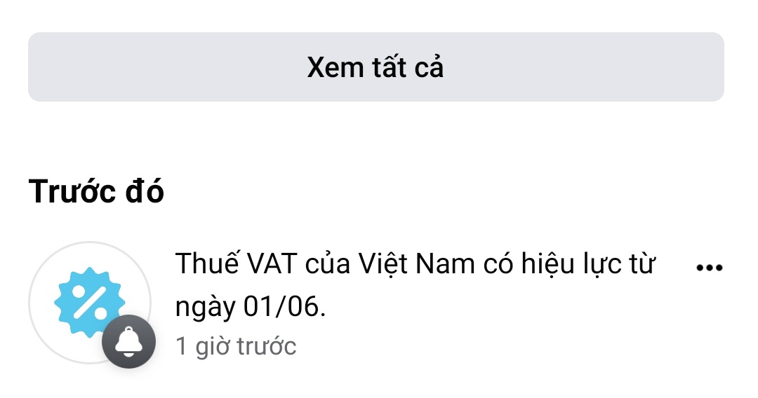 Facebook notification về việc thu thuế vat tại vietnam
