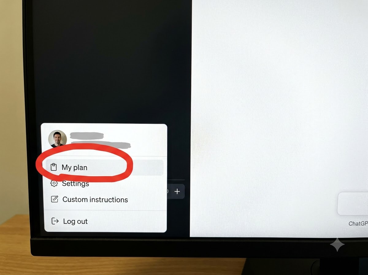 ChatGPT menu settings highlighted 202609071150